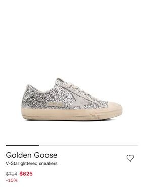 Golden Goose Silver Glitter Low-Top Sneakers